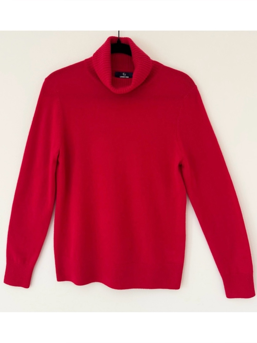 Lands' End Vibrant Bright Red Turtle Neck Sweater, Size S